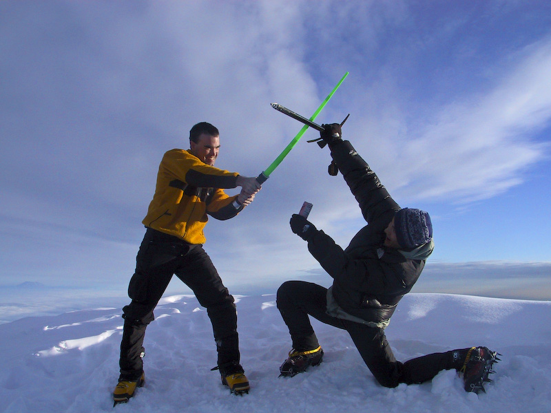 Me And My Lightsabre Versus Ice Ax And Whoop-Ass On The Summit Of Mount Hood